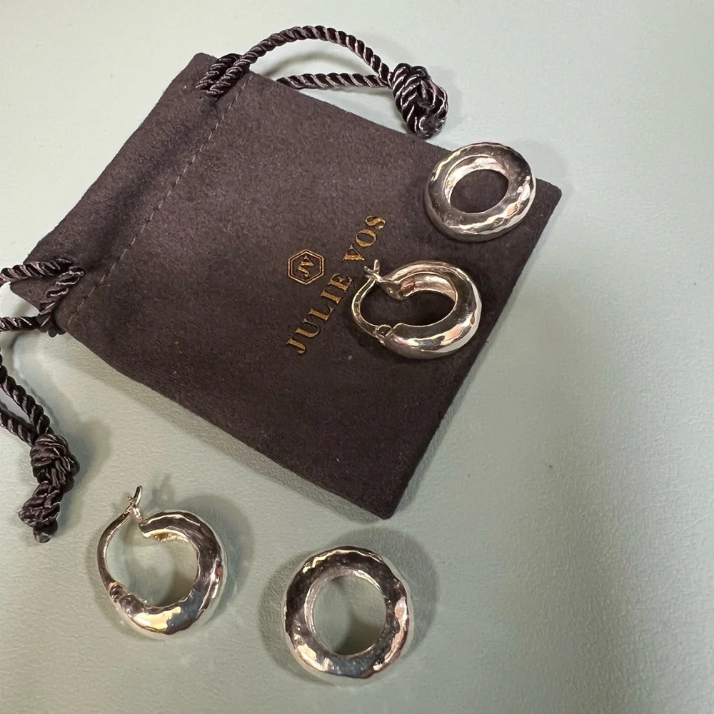 Julie Vos Catalina 2-in-1 Silver Hoop Earrings - Picture 2 of 7